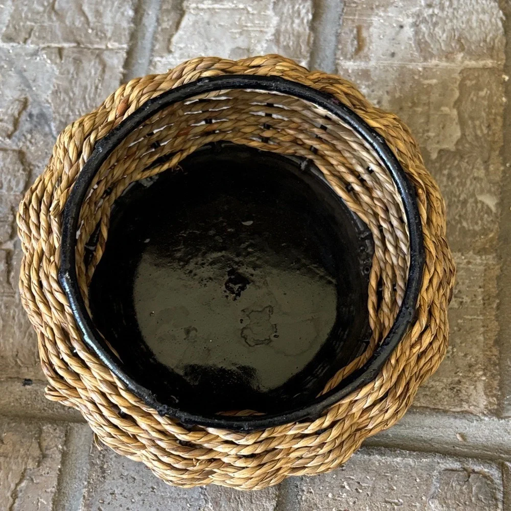 Vintage Rounded Woven‎ Basket Candle Holder 6